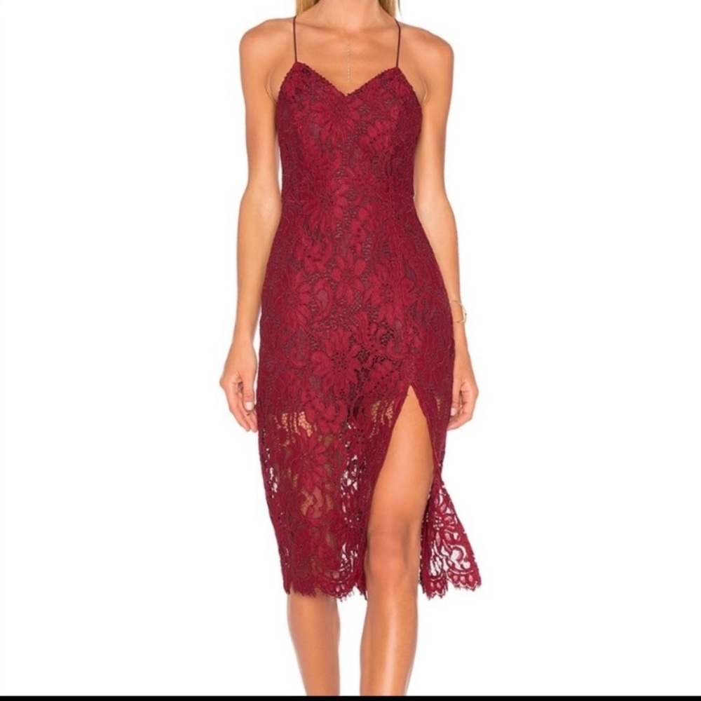 X by NBD Beau Dress in color Bordeaux- from Revolve Size 12